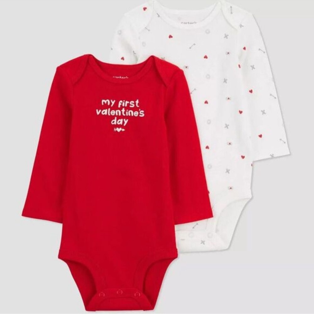 Carter's Just One You Baby 2 pack My First Valentine's Day bodysuits newborn
